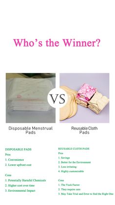 two different types of cloth pads with the words who's the winner?