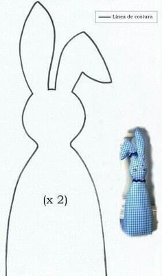 an image of a bunny made out of paper next to the sewing pattern for it's head