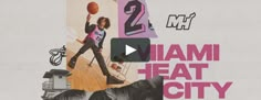 an advertisement for the miami heat city basketball team, featuring a woman in pink and black