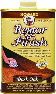 Howard Products - RF7016 Restor-A-Finish, (16-Ounce), (Dark Oak)-Exeter Paint Stores Restore Wood, House Elements, Walnut Oil, White Heat, Wood Care, Furniture Repair, Wood Polish, Oak Cabinets, Golden Oak