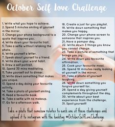 Self Love Challenge, October Challenge, Jennifer Lee, Fall Mood Board, Self Care Bullet Journal, Love Challenge, Wonderful Weekend, Spring Weather, Utila