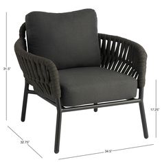 an image of a chair with measurements for the seat and armrests on it