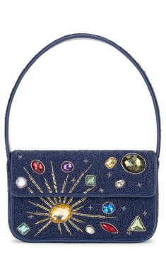 This shoulder bag, intricately beaded in a playful motif and edged with faux-leather piping, brings a retro vibe to your look. Magnetic-snap flap closure Top carry handle Exterior slip pocket Interior zip pocket Lined Textile with synthetic trim Imported Tommy Beaded Bag, Beaded Shoulder Bag, Soft Loafers, Custom Handbags, Beaded Bag, Crossbody Clutch, The Bag, Beaded Bags, Retro Vibe