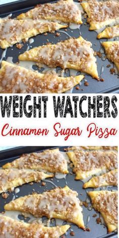 cinnamon sugar pizza slices on a baking sheet with the words weight watchers written above them