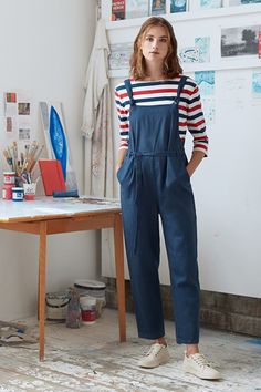 How To Wear Dungarees, Dungarees Outfits, Stripes Outfit, People Drawings, Sailor Shirt, Overall Outfit, Seasalt Cornwall, Sale Clothing, Move In