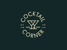 the logo for cocktail corner, which has been designed to look like an old fashioned bar