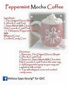 a recipe for peppermint mocha coffee is shown in this advertment