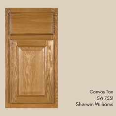 an image of a wooden cabinet door with the name canvas tan on it's side