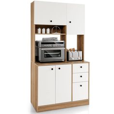 Organiser Cucina, Tall Pantry Cabinet, Dining Hutch, Freestanding Storage Cabinet, Tall Kitchen, Microwave Stand, Buffet Hutch, Freestanding Storage, Kitchen Buffet