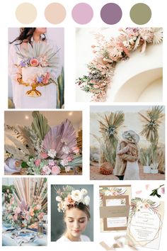 a collage with different colors and flowers