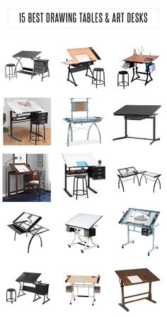 various tables and desks are shown with the words best drawing tables and art desks