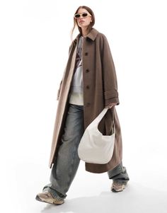 Coat by ASOS DESIGN Mid-season layering Spread collar Button placket Tie waist Side pockets Relaxed fit Long Line Coats, Wool Winter Coats Women, Babaton Slouch Coat, Copenhagen Street Style Winter 2024, 2024 Coat Trends, Copenhagen Fall Style, Winter Wool Coat, European Winter Style, Oversized Coat Outfit Winter