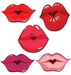 lips with different shapes and colors are shown in this set, including red, pink, purple