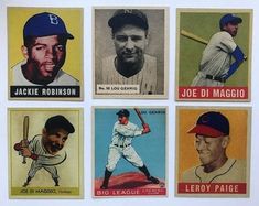 six baseball cards with different players on them