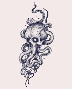 an octopus tattoo on the back of a man's arm, with tentacles in it