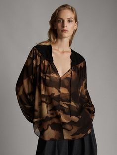 BLENDED PRINT SHIRT - Women - Massimo Dutti Print Shirts Women, Massimo Dutti Women, Fashion Tops Blouse, Massimo Dutti, Print Shirt, Western Wear, Fashion Tops, Printed Shirts, Shirt Blouses