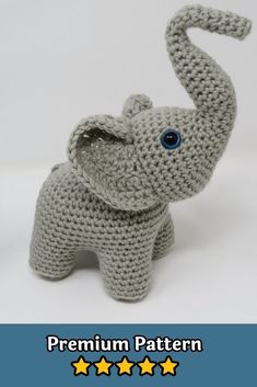 an elephant made out of yarn with the words premium pattern on it's side