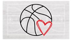 a basketball ball with a heart drawn on it