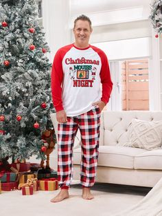 Perfect for family matching pajamas, our plaid design Christmas sleepwear features raglan sleeves and red cuffs and neck, with fun Santa and snowman patterns on the chest, and Christmas Movies Night printed on the tops, adding charm to the Christmas night.
* Please add each size separately to your shopping cart.
* Piece of product: Each size includes 1 set of pajamas (1 top+1 bottom), or 1 romper, or 1 pet bandana.
* For children's safety, pajamas should be snug-fitting or flame-resistant. These kids' and babies' pajamas are flame-resistant.
* Product features: plaid design sleepwear set, raglan sleeves, and fun Christmas prints.
* Neckline: round neck.
* Sleeves: long sleeves
* Style: Christmas and homey.
* Fit: moderate fit for all.
* Length: moderate length.
* Source of goods: imported Christmas Movies Night, Red Plaid Pajamas, Snowman Patterns, Christmas Sleepwear, Christmas Movie Night, Snowman Pattern, Snowmen Patterns, Sleeves Style, Plaid Pajamas