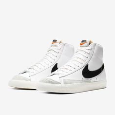 Nike Blazers High Tops Black Nike Sign, White Shoes Will Be Washed Before Ship Worn A Couple Times, Just Don’t Fit Me Anymore Also Selling Brand New Lowtop Nike Blazer Mid 77 Women, Blazer 77, Blazer Mid 77 Vintage, Nike High Tops, Nike Blazer Mid 77, Nike Blazer Mid, Black Leather Sneakers, Nike Blazers Mid, Blazer Mid