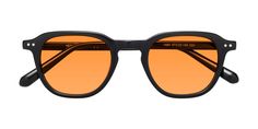 Black Retro-Vintage Keyhole Bridge Acetate Tinted Sunglasses with Orange Sunwear Lenses - 1484 Classic Orange Sunglasses With Gradient Lenses, Orange Tinted Sunglasses, Tinted Glasses, Tortoise Color, Style Guru, Retro Glasses, Black Retro, Tinted Sunglasses, Dark Yellow