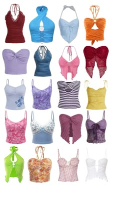 many different types of bras are shown in multiple colors and sizes, including pink, blue