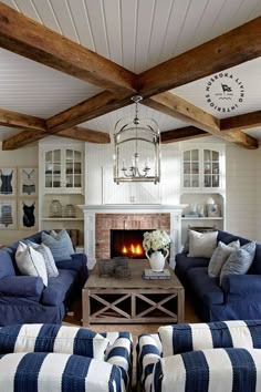 a living room filled with furniture and a fire place