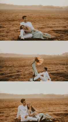 two people are sitting on the beach together