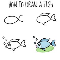 how to draw a fish step by step drawing for kids and beginners with easy instructions