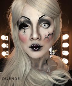 Halloween Beauty Makeup, Cracked Doll Makeup, Body Painting Art, Creepy Halloween Makeup