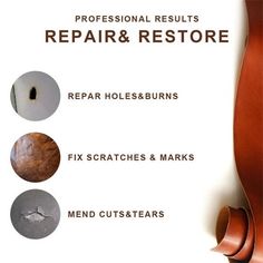 an advertisement for repair and restore with different types of tools on the back of it