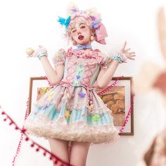 Harajuku Decora, Strawberry Bunny, Harajuku Dress, Kei Fashion, Op Dress, Cute Clown, Clown Costume, Pink Sugar, Dresses 2023