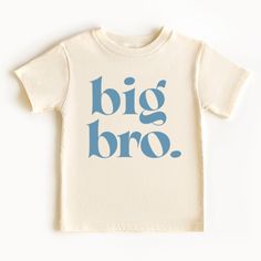 Big Bro T-Shirt, Big Bro Announcement, Big Brother Sweatshirt, Pregnancy Reveal Tee, Pregnancy Announcement, Baby Announcement, Boys Shirts HOW TO ORDER * Please review all the information provided before placing an order. 1. Select the style and size using the drop-down menu. 2. Select color 3. [APPLICABLE ONLY ON CERTAIN LISTINGS] Follow the instructions to fill out the "Add your personalization" option, e.g., specifying custom sayings or selecting design colors. 4. Select quantity Need more I White Letter Print T-shirt For Gender Reveal, Family Matching Tops With Funny Text, White Graphic Tee For Gender Reveal, Family Matching Slogan T-shirt With Crew Neck, Cute White Organic Cotton Tops, Cute White T-shirt For Gender Reveal, Organic Cotton White T-shirt With Slogan, Crew Neck T-shirt For Gender Reveal With Text Print, White Organic Cotton T-shirt With Slogan