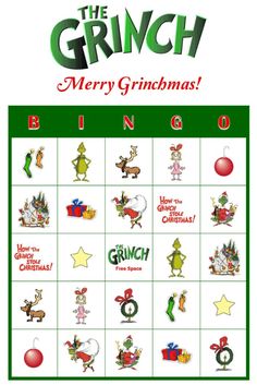 the grin christmas game is shown in green and red