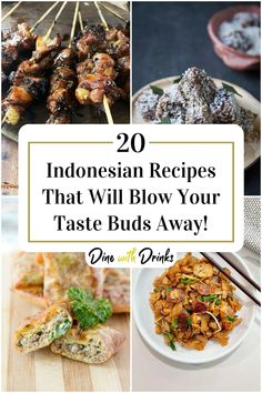 Collage of 4 indonesian recipes. Indonesian Cuisine Food Recipes, Balinese Food Recipe, Authentic Indonesian Food, Indonesian Side Dishes, Dutch Indonesian Food Recipes, Easy Indonesian Food Recipes, Vegan Indonesian Recipes, Exotic Food Recipes, Balinese Recipes