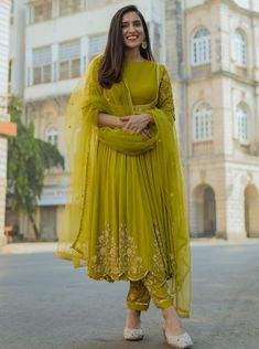 Ease-Green Embroidered Anarkali Set-INDIASPOPUP.COM Anarkali Suits Designer, Silk Pant, Embroidered Anarkali, Anarkali Dress Pattern, Designer Party Wear Dresses, Boutique Dress Designs, Party Wear Indian Dresses, Dress Indian Style, Anarkali Suit