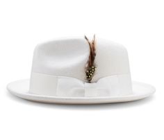 Montique Men's White 2 Snap Brim Crushable Felt Wool Fedora Hat H10 - Suits & More White Fedora, Boss Fashion, Fedora Style, Wool Fedora Hat, Coloured Feathers, Types Of Hats, Felt Wool, Wool Fedora, Felt Fedora