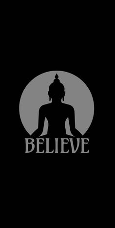 a buddha statue with the words believe on it