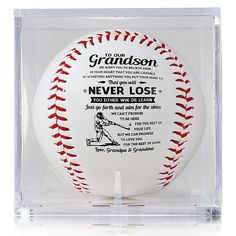 PRICES MAY VARY. The perfect baseball gift for your grandson is a great way to foster his love of the game and create lasting memories. Special gifts for boys ages 8-12, birthday gifts for grandson from grandma and grandpa, graduation gifts, valentine's day gifts for him, baseball gifts for kids.OFFICIAL size, (9 inch), weight (5 oz), and stitches (108) of Major League Baseball. This printed ball is designed to last on display. Please note: Printed baseballs are for display and gifting purposes Gifts For Grandson, Happy Messages, For Son From Mom, Personalized Baseball Gifts, Boy Graduation, Christmas Baseball, 12 Birthday, Baseball Print, Personalized Baseballs