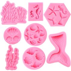 various molds for making sea animals and seashells