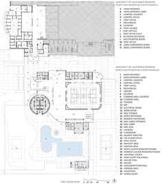 an architectural drawing shows the floor plan for a building with multiple levels and various rooms