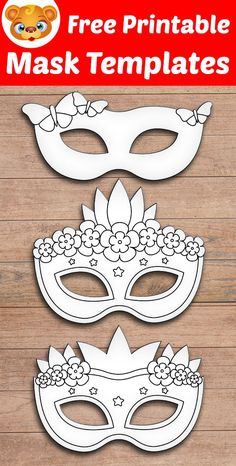 two masks with flowers and stars on them