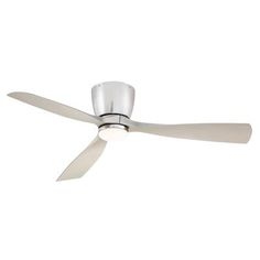 a white ceiling fan with two blades