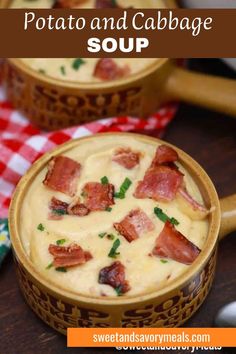 a pot with potato and cabbage soup