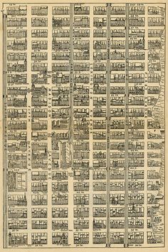 an old city map with lots of buildings