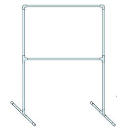 a drawing of a clothes rack with two rails on each side and one rail at the top