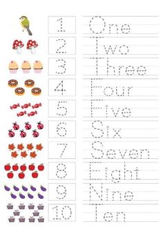 the worksheet for writing numbers with cupcakes and leaves on it, including one