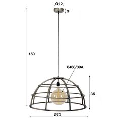 an image of a light fixture with measurements