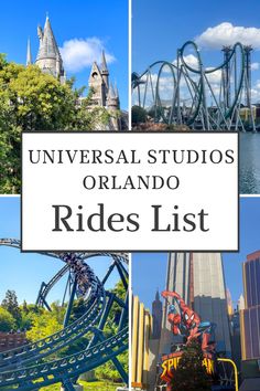 universal studios orlando rides list