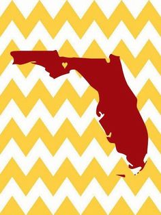 a red and yellow zigzag pattern with the shape of florida on it